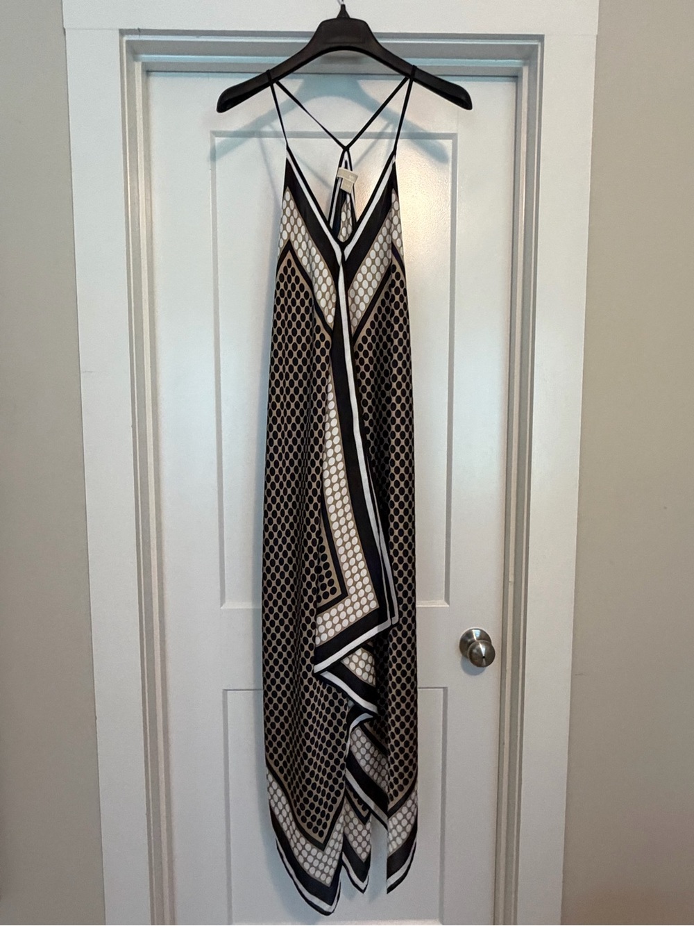 MICHAEL Michael Kors Black and White Asymmetrical Maxi Dress